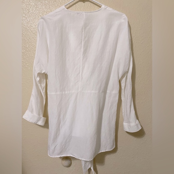 Zara Linen Blend Wrap Tie Up Top - Picture 2 of 6